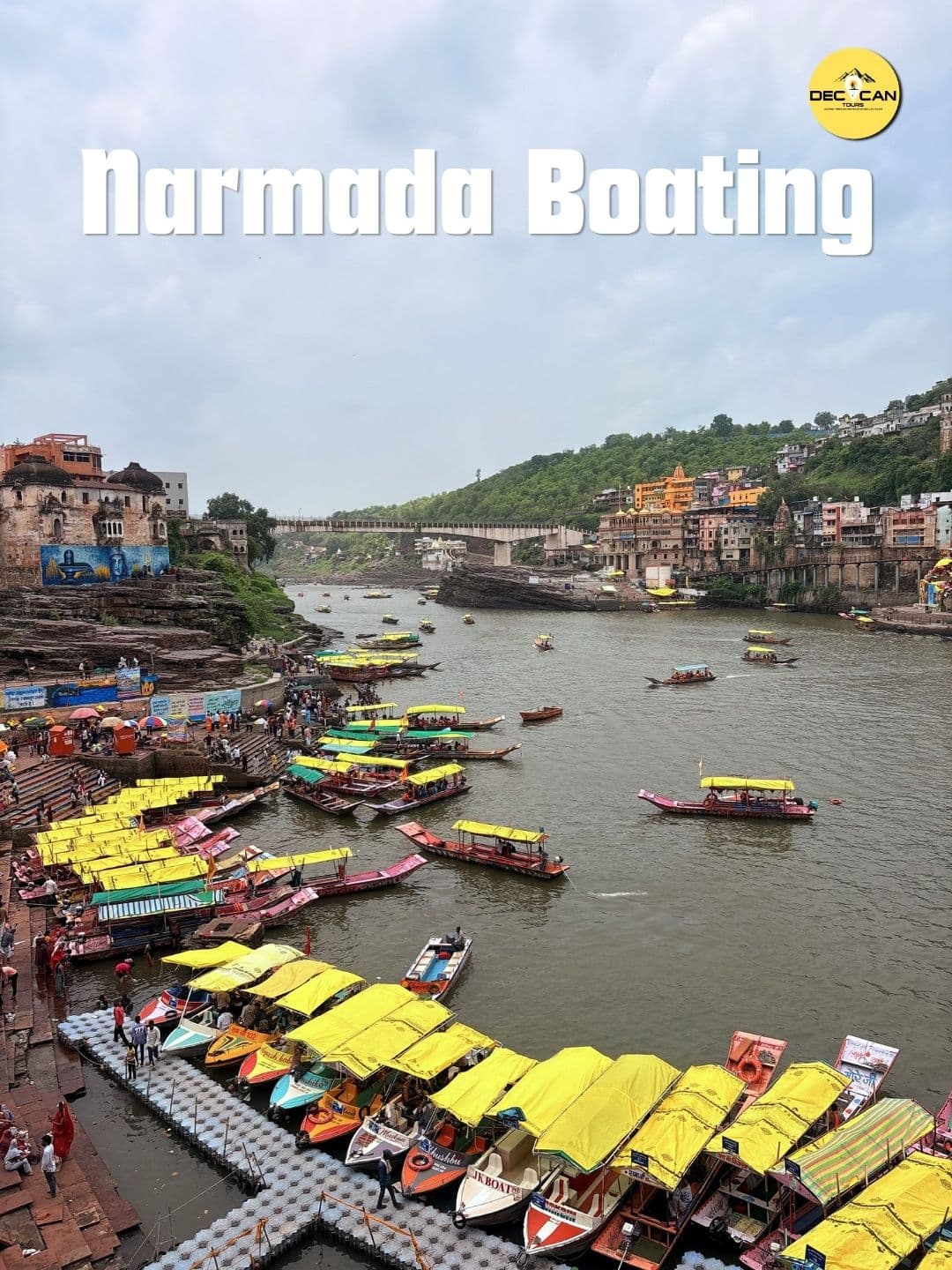 Boats on the Narmada river at Omkareshwar